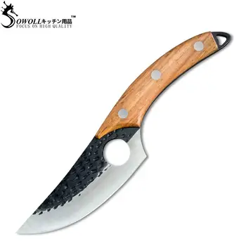 

Sowoll Camping Knife Forged 5.5 Inch Hammer Pattern Serbian Boning Hunting Tool Meat Steak Beef Fish Chicken Cutter Chef Knife