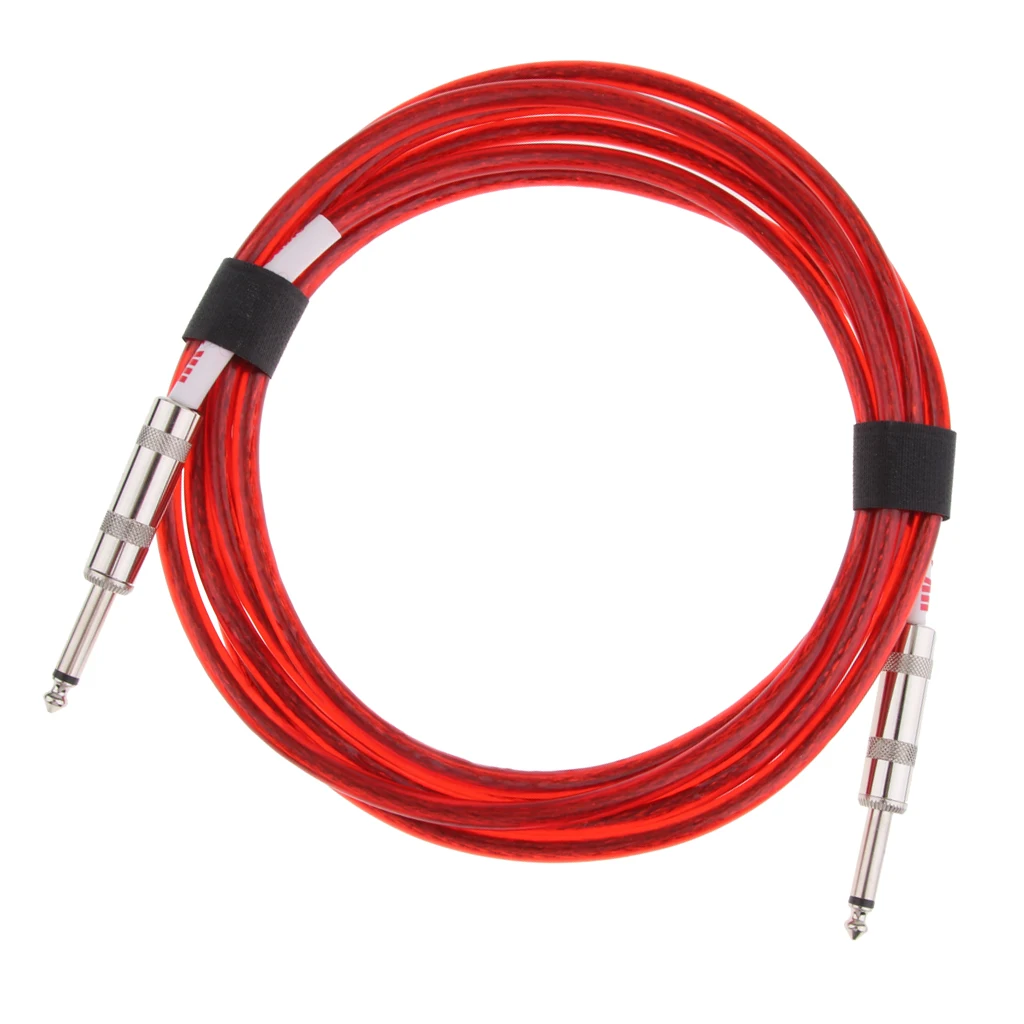 118inch Plug Lead Guitar Bass Instrument To Amp Audio Cable Straight Red Musical Accessories