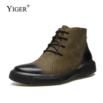 

YIGER New Men casual boots man martins boots autumn winter warm tooling shoes male lae-up retro ankle booties 0174