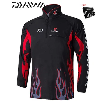 

Daiwa Clothing Men Fishing Shirt Camping Quick-Dry Breathable Long Sleeve Tops Outdoor Sun Protection Daiwa Fire Fishing Jacket