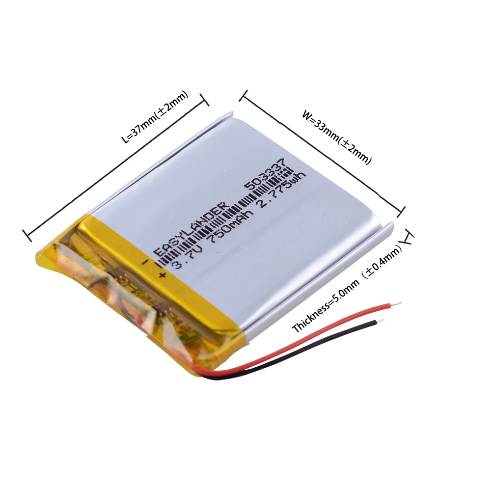 3.7V 750mAh 503337 EU053337P litowo polimerowa akumulatory litowo ...