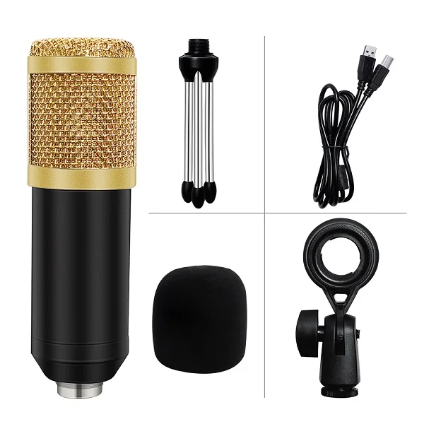 5-BlackGold BM800 конденсаторные комплекты микрофона BM 800 USB для компьютера караоке микрофон поп-фильтр для звукозаписи в студии - Цвет: 5-BlackGold
