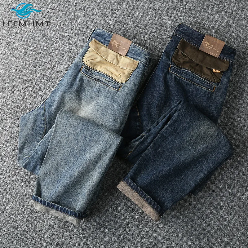 Vintage Jeans Pant W36-West Heavy-Weight Retro Casual Trouser Washed Loose American-Style