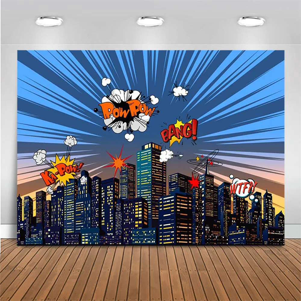 Leowefowa 5X3FT Super City Backdrop Cartoon Crash Boom Skyscraper Silhouette Backdrops for Photography Boys Kids Happy 1st Birthday Vinyl Photo Background Bedroom Wallpaper Studio Props Leowefowa 5X3FT Super City Backdrop Cartoon Crash Boom Skyscraper Silhouette Backdrops for Photography Boys Kids Happy 1st Birthday Vinyl Photo Background Bedroom Wallpaper Studio Props