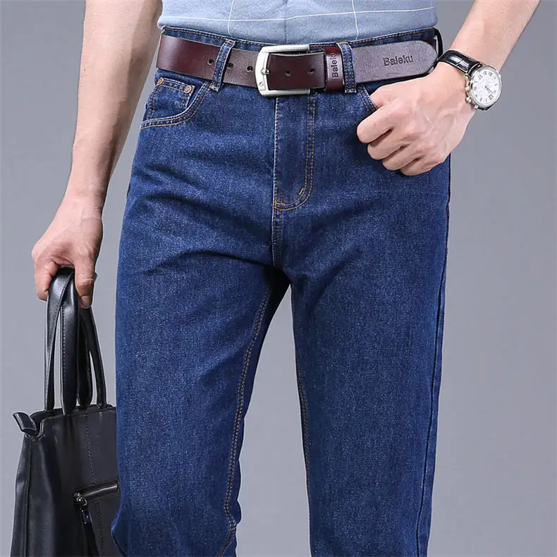 2019 Autumn Jeans Men Casual Business Cotton Force Denim Trousers Slim Fit Jeans Spring Straight Denim Pants Male Thin Men Jeans 7