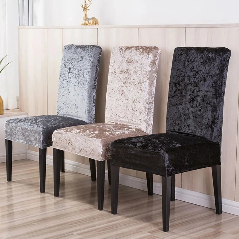 Slipcover-Seat-Case Chair-Cover Fabric-Stretch Velvet Dining-Room Hotel Wedding Modern