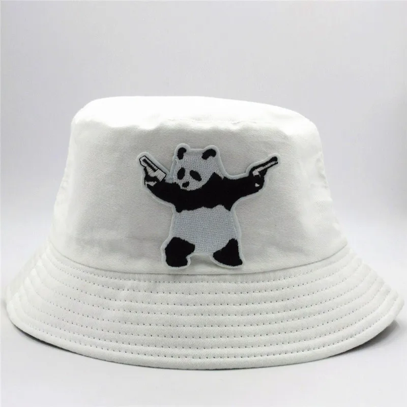Kartun Panda Bordir Kapas Ember Topi 