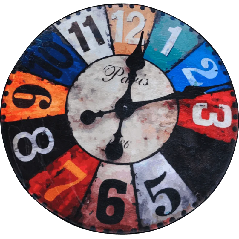 

European and American original wall clock retro round carpet bedroom hanging basket round carpet desk