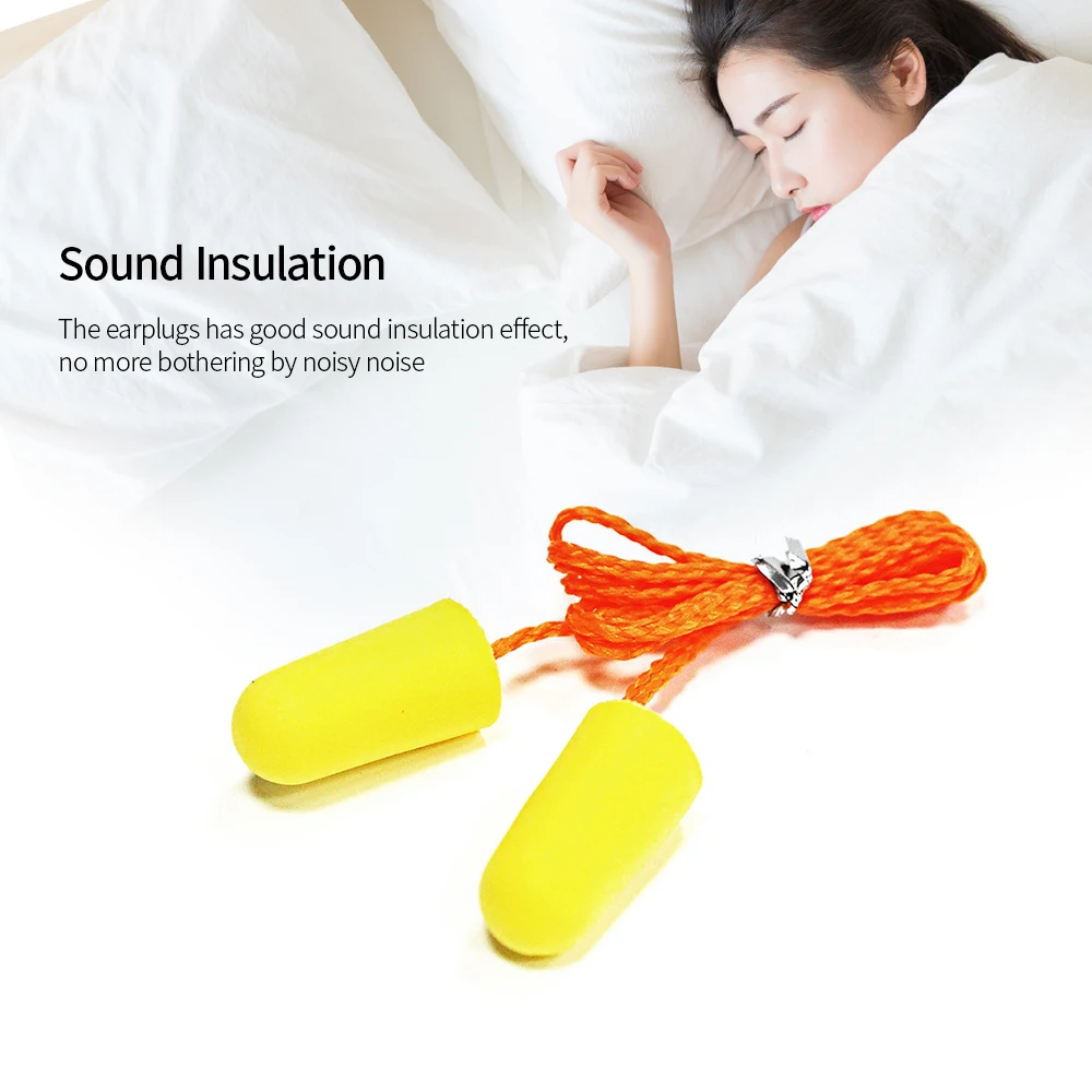 

200 Pairs Soft PU Earplugs Corded Ear Plugs Noise Cancelling Ear Plugs Anti-Noise Ear Protectors