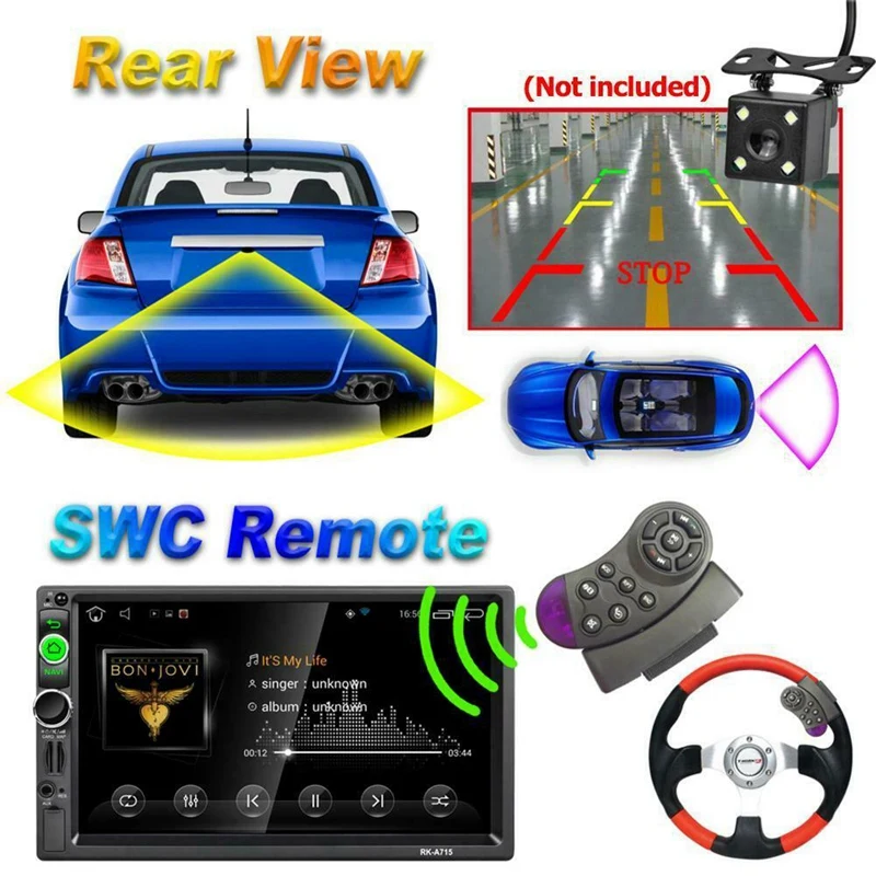 2Din Android 7,1 7 дюймов Автомобильный стерео Mp5 плеер, Wi-Fi, Gps Navi Rds Am Fm радио
