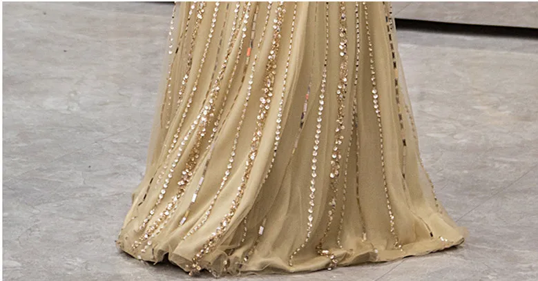 Vestido de festa Бисероплетение Русалка Вечерние платья длинное платье модное Золотое вечернее платье с высоким воротом элегантное платье