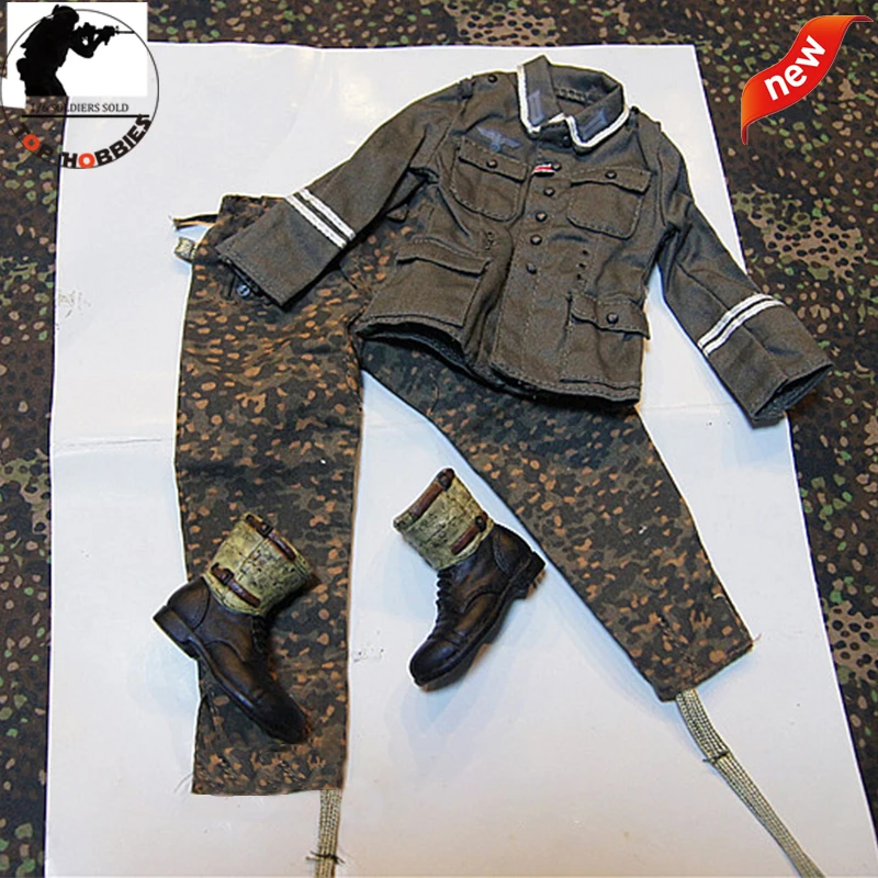 

1/6 Scale 1:6th Soldier DML Veyron WWII Soldier Sergeant Uniform Camouflage Pants Trousers Combat Boots Clothes Suit F 12"Figure