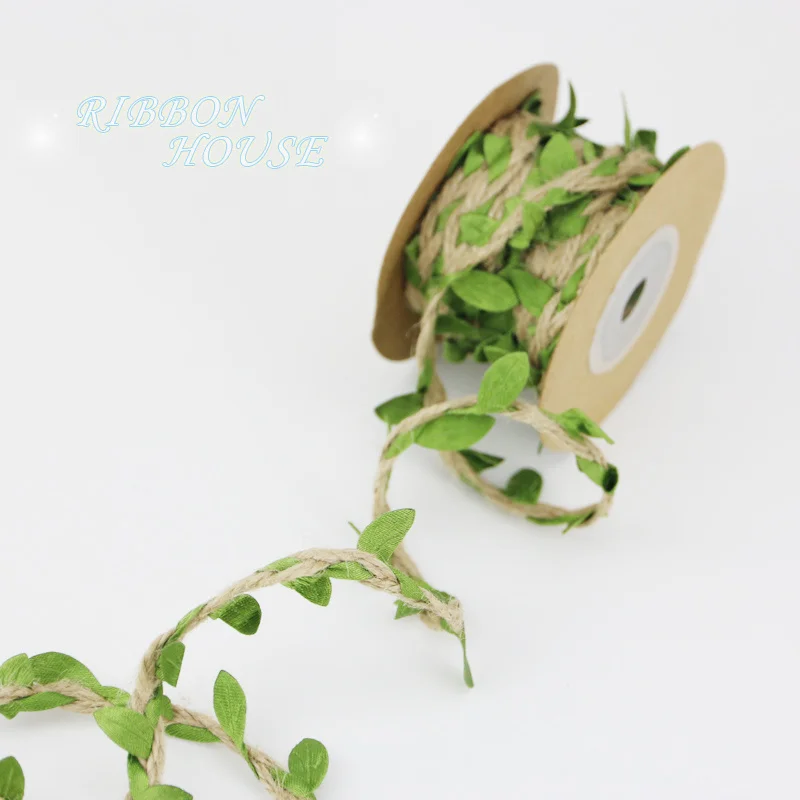 (5meters/roll) Leaves Hemp Rope Braided Hazelnuts With Green Leaves Gardening Home Decor Ropes Handmade DIY Wreaths