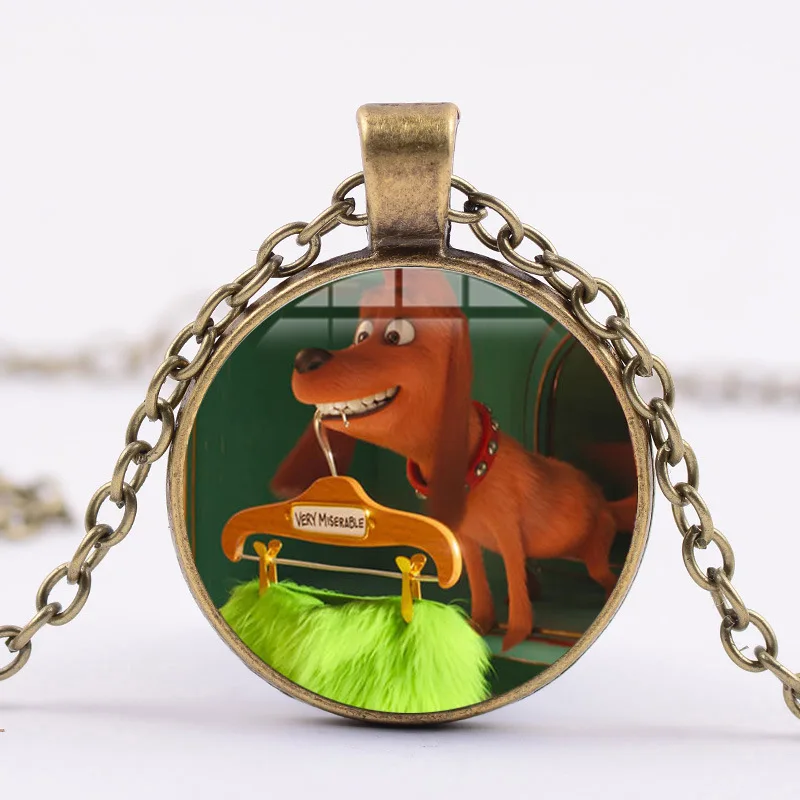 Рождественское ожерелье-гик Grinch, с изображением монстра, молодых зерен, с мультяшным принтом, стеклянный кабошон, драгоценное ожерелье, ювелирные изделия - Окраска металла: 12
