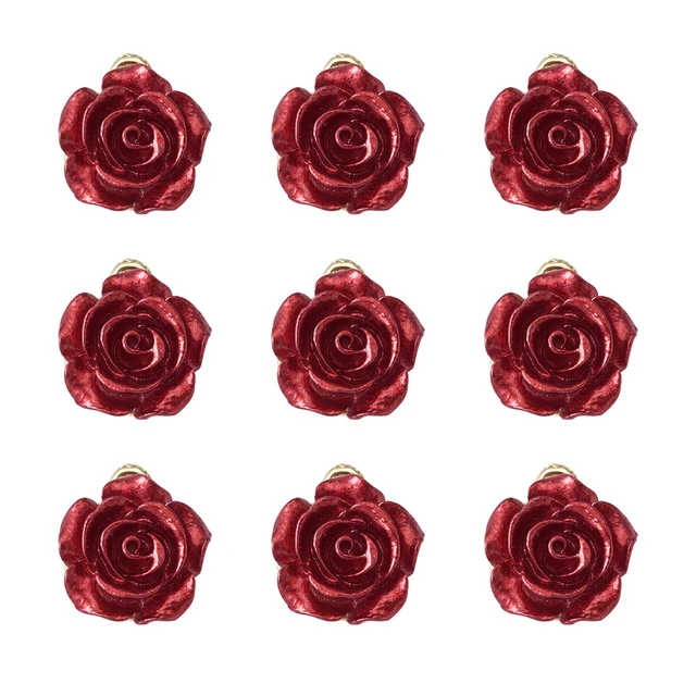 6 White and Pink Rose Charms, Rose Charms, Rose Charm, Rose Charms Bulk,  Dainty Rose Charms, Pink Rose Jewelry, Pink Roses, Charms Rose 