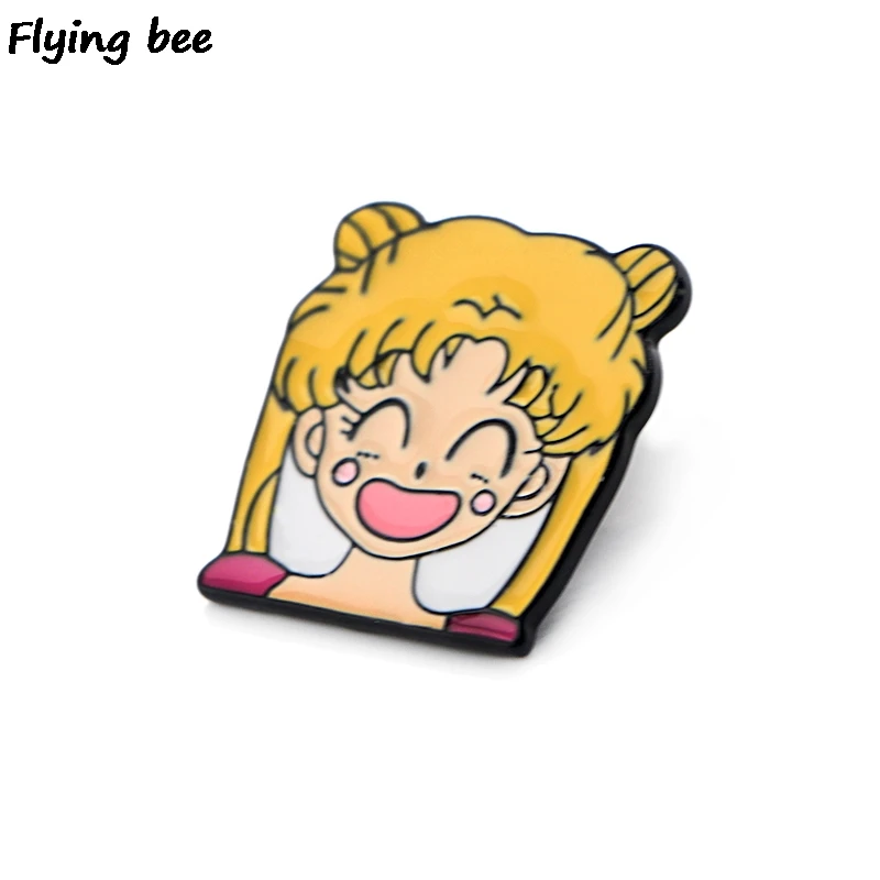 Flyingbee Сейлор Мун Девушки Эмаль Булавка брошка мультфильм коллекция металлическая брошь значок для женщин мужчин Ювелирные изделия Подарки X0413