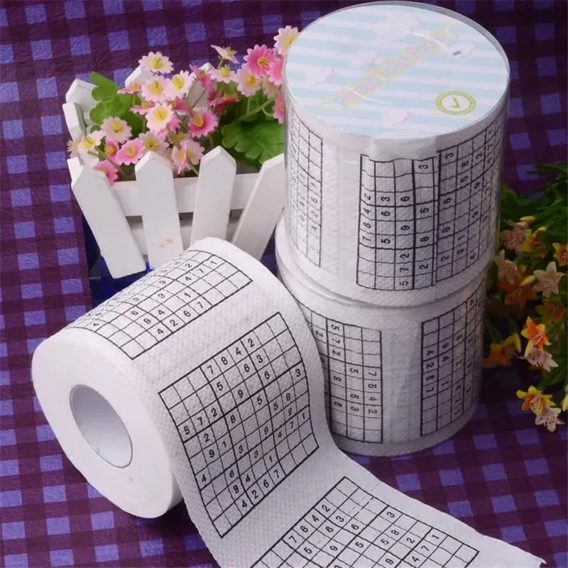 

2 Rolls 30m/roll Square Digit printed napkin toilet paper roll new toilet tissue attacked for party supply