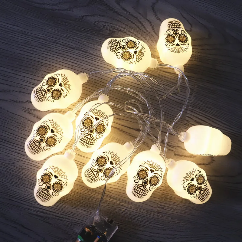 

10/20/30 LED Skull Halloween Light String Room Decoration Light String Battery Powered Children Adult Holiday Party Light String