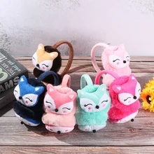 Новинка; милые зимние теплые наушники с рисунком лисы; женские плюшевые мягкие утепленные хлопковые теплые наушники для мальчиков и девочек; прекрасная защита