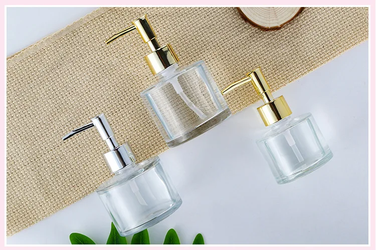 Clear Glass Soap Dispenser with Soap Pump Gold Hand Liquid Soap Saver Hand Sanitizer Holder Glass Lotion Dispenser