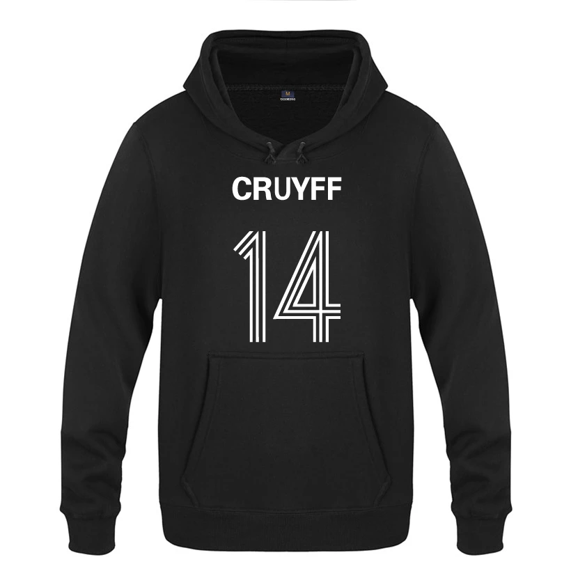 Sudadera con capucha para prenda masculina de forro polar con diseño jugador de fútbol, jersey de chándal de moda ideal para invierno, modelo Mike CRUYFF|Sudaderas con capucha y sudaderas| -