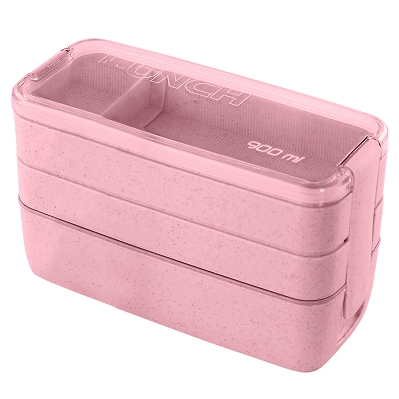 ABUI-900Ml Healthy Material Lunch Box 3 Layer Wheat Straw Bento Boxes Microwave Dinnerware Food Storage Container Lunchbox