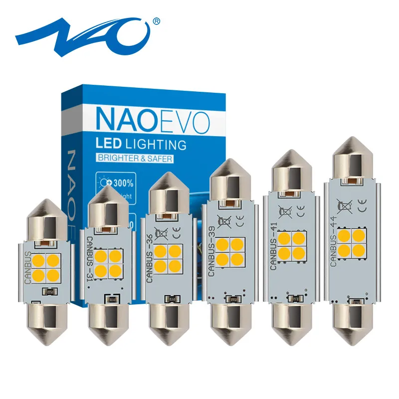NAO C5W 31 мм C10W CANBUS Festoon 28 36 41 39 44 Автомобильный светодиодный фонарь для Passat b6
