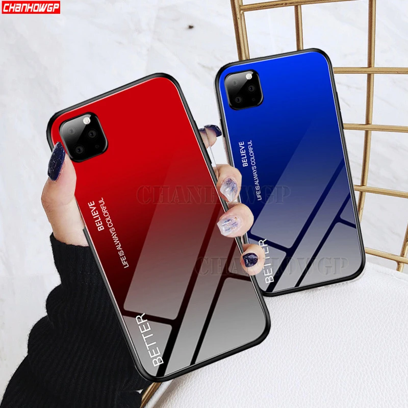 Глянцевый чехол из закаленного стекла для iPhone 11 Pro X XR XS Max мраморный мягкий