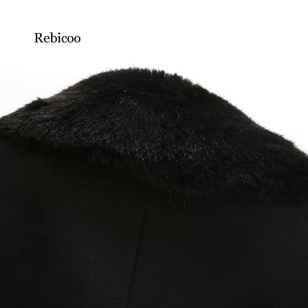 Rebicoo, женские пальто, Женская Офисная однотонная винтажная зимняя офисная шерстяная куртка на пуговицах с длинным рукавом, Женское пальто Abrigo