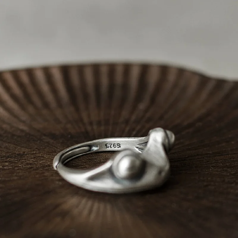 Чистое Серебро 925 пробы тайское серебро винтажное открытое регулируемое кольцо