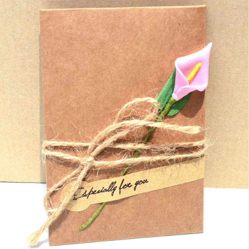 3 упак./лот Новое поступление Винтаж крафт Бумага засушенные цветы с конверт Почтовые открытки поздравительная открытка - Цвет: G