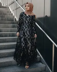 Элегантные мусульманские топ с блестками и Абаи кистями платье макси кардиган-кимоно с длинным от Robes Vestidos Ближний Восток Рамадан ИД