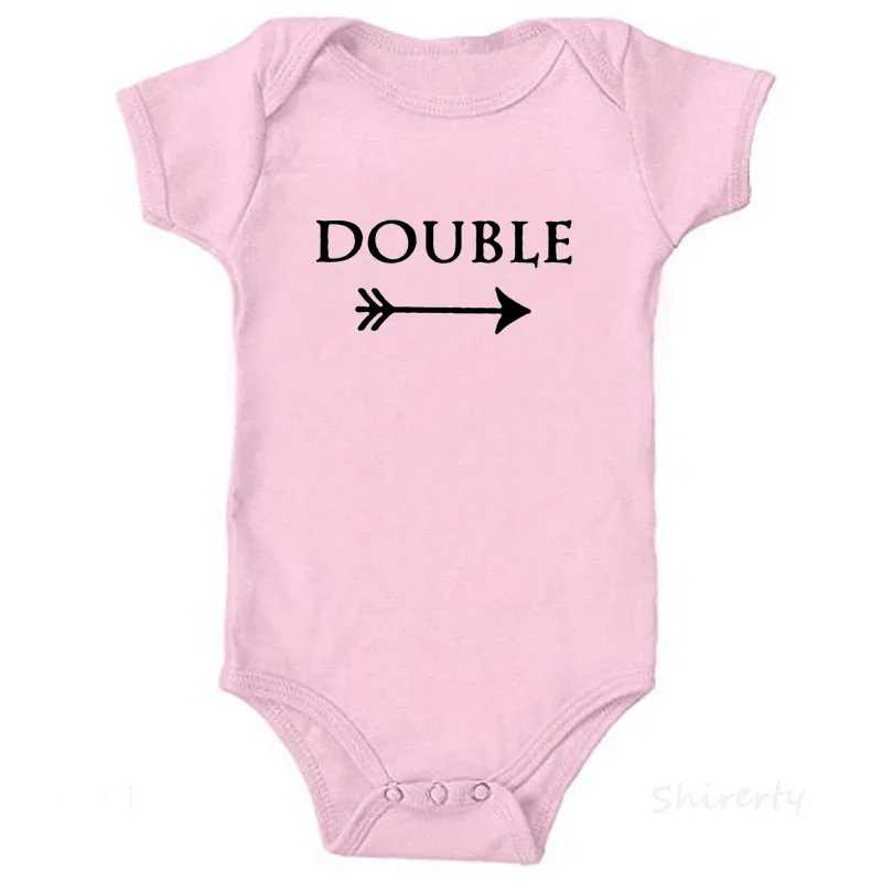 Одежда для маленьких девочек и мальчиков с двойным и беспокойным принтом; хлопковый летний комбинезон с короткими рукавами; одежда для малышей; комбинезон унисекс - Цвет: Double-Pink