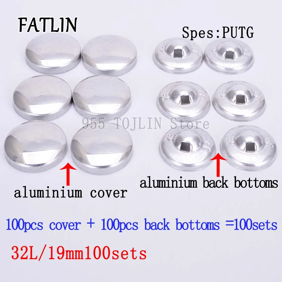 32L-19mm 100sets 100 наборов 16L-80L тканевые пуговицы из покрытой алюминием ткани, ручная работа, металлическая форма хлеба, круглая ткань, аксессуары,, PUTG - Цвет: 32L-19mm 100sets