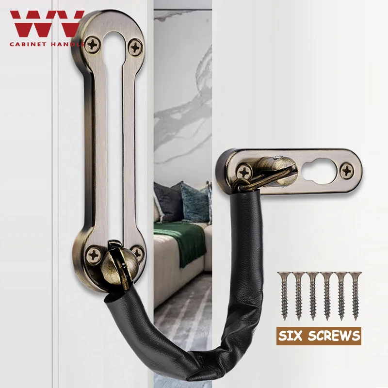 WV Anti-Theft สแตนเลสโรงแรมประตู CHAIN LATCH ความปลอดภัยล็อคความปลอดภัย Limiter เครื่องมือฮาร์ดแวร์สําหรับประตูบ้าน 1