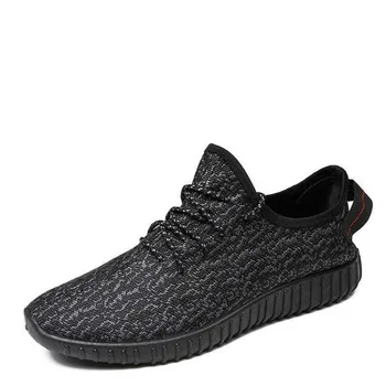 

QWEDF 2018 New Men's Summer Breathable Casual Shoes Fashion Comfortable Lace Up Sneakers Men Knit Flats Shoes DD-009