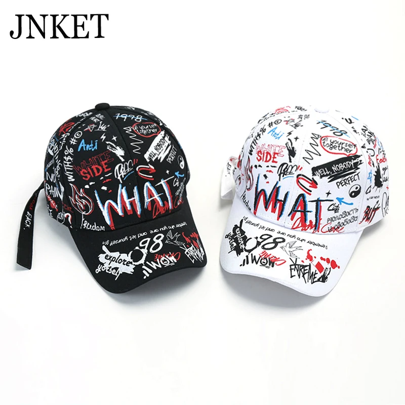 

JNKET Graffiti Printing Unisex Baseball Cap Long Strap Hip Hop Cap Outdoor Sports Sunhat Fashion Snapbacks Hats Casquette