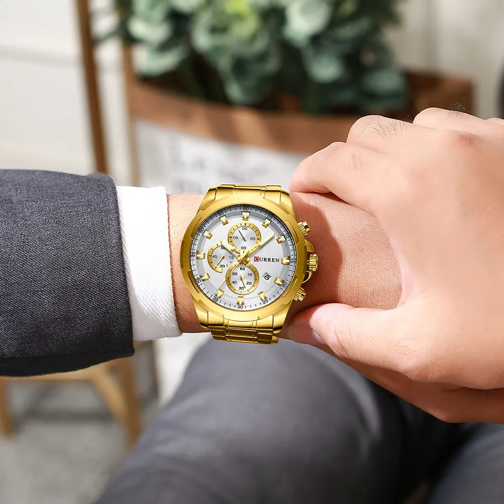 Топ бренд CURREN часы мужские спортивные наручные часы Модные Аналоговые кварцевые часы мужские часы хронограф часы из нержавеющей стали