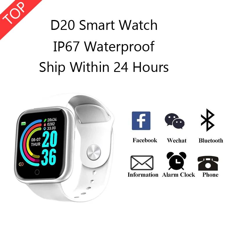 

D20 Smart Watch Smart Bracelet Heart Rate Blood Pressure Monitoring Pedometer Waterproof Health Y68 Wearable