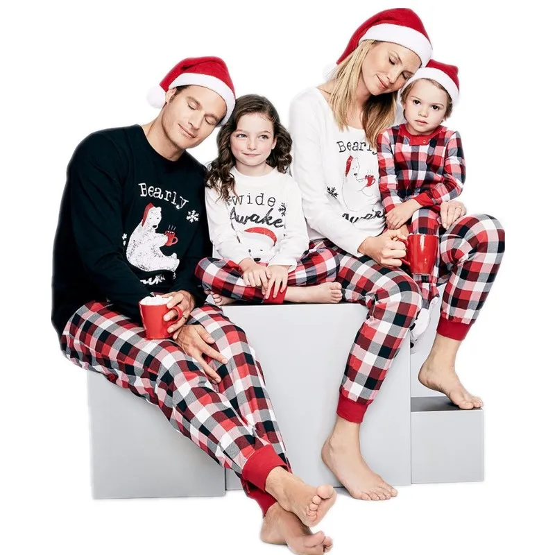 

Family Look Polar Bear Christmas Pajamas Family Matching Clothes Outfits Mother Father Kids Baby Pajamas Set Sleepwear Clothing