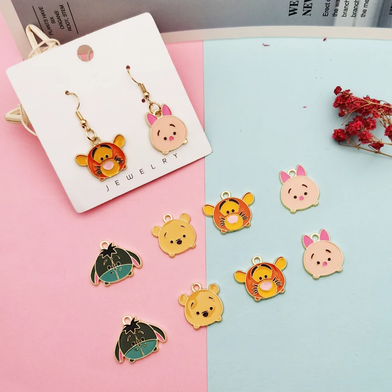 

10pcs Cartoon Animals Enamel Charms Pendants Fit DIY Jewelry Gold Tone Tiger Bear Charms Earring Dangle Finding Accessory YZ730