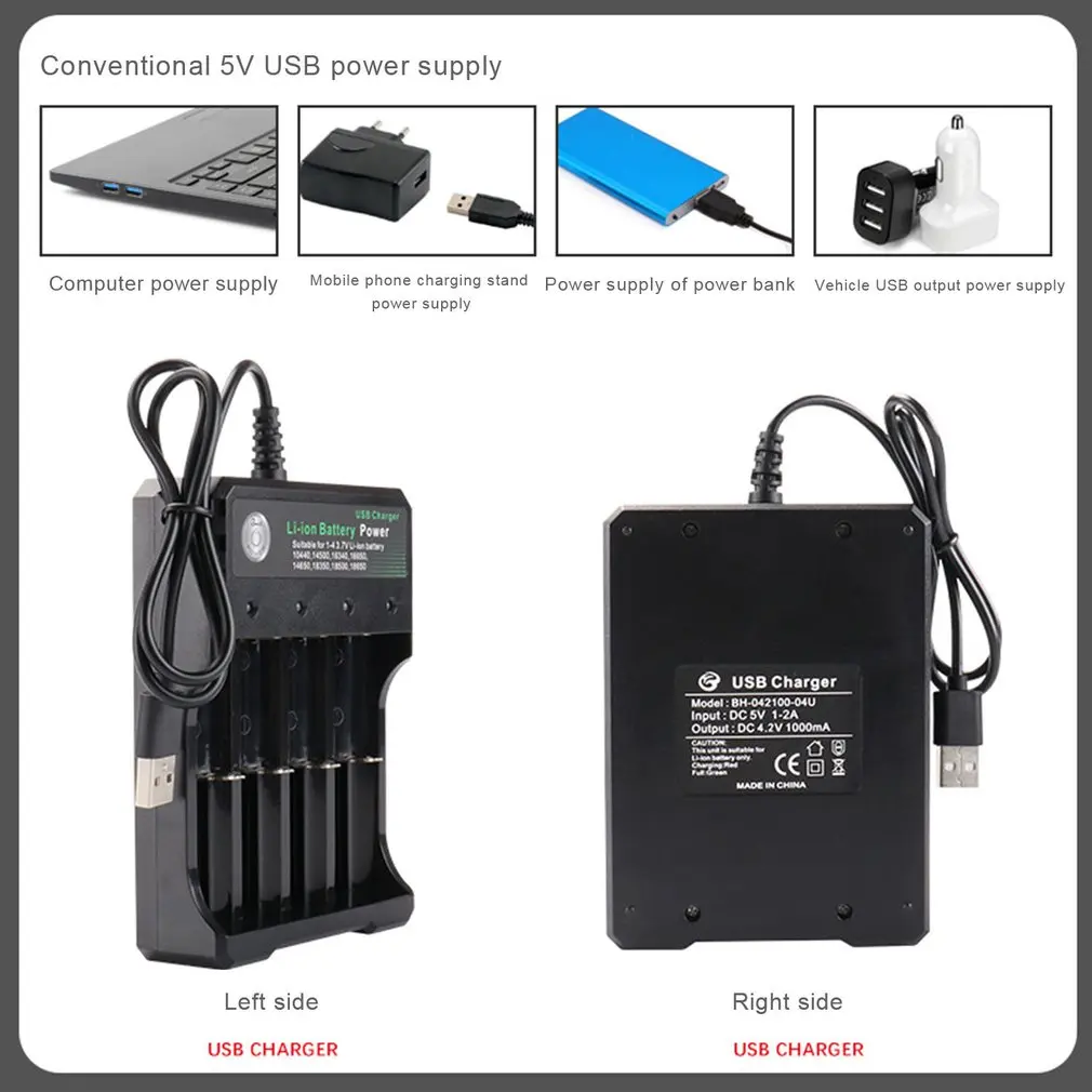 USB 18650 Зарядное устройство Черный 4 слота переменного тока 110 В 220 В двойной для 18650 зарядки 3,7 в перезаряжаемая литиевая батарея