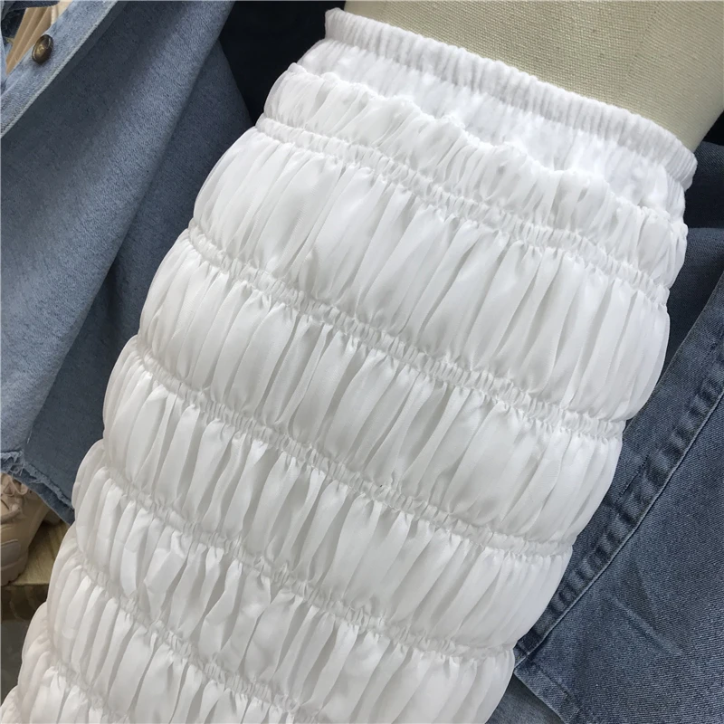 Толстая подкладка эластичная талия юбка Винтаж Осень Зима Ruched Женская юбка длинная Jupe Longue Falda Larga Gonne