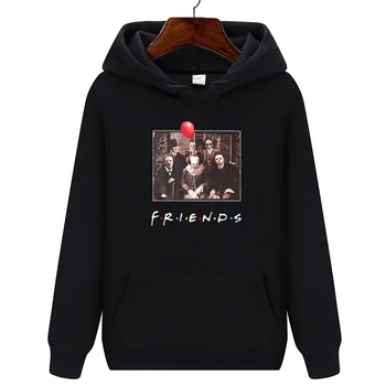 

LettBao 2019 Winter New Horror Friends Hoodie Men Pennywise Michael Myers Jason The Joker Black Men Hoodies Harajuku Sweatshirt
