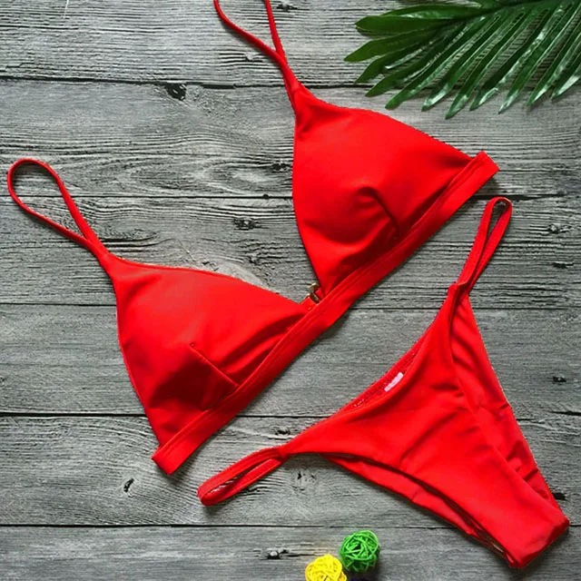 B262Red Комплект из двух предметов микро бикини, стринги, купальник для женщин, Бразильское бикини, бандажный купальник, женский сексуальный купальный костюм с пуш-ап - Цвет: B262Red
