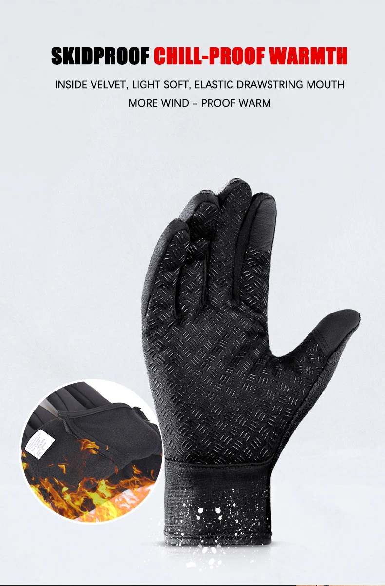 Зимние мужские перчатки теплые спортивные рыболовные брызгозащитные .