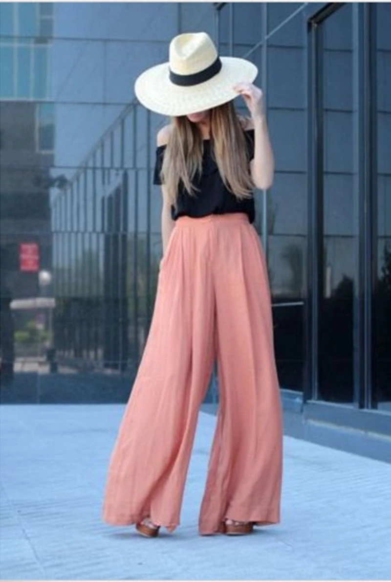

Trousers Women culotte Summer Loose plus size pink Pant linen Casual Pantalon Female Sweatpants high waisted pleated pants drees