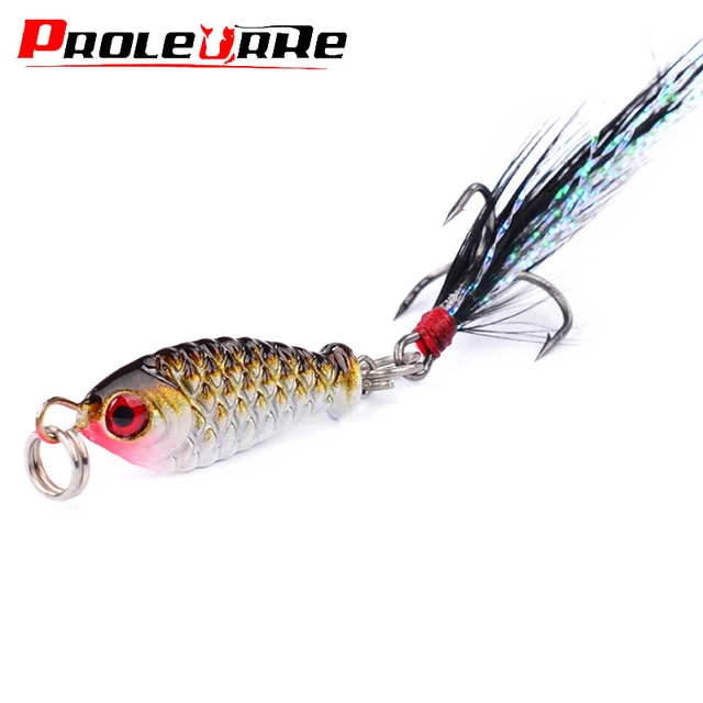 1Pcs Metal Mini VIB With Feather Hook Fishing Lure Pin Crank Bait