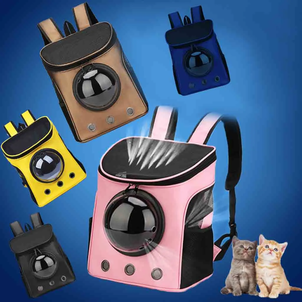 Cat Backpack Outdoor Double Shoulder Bag Backpack Window Astronaut Bag Pet Travel Dogs Cat Carrier Mesh Windows Pet Carrier