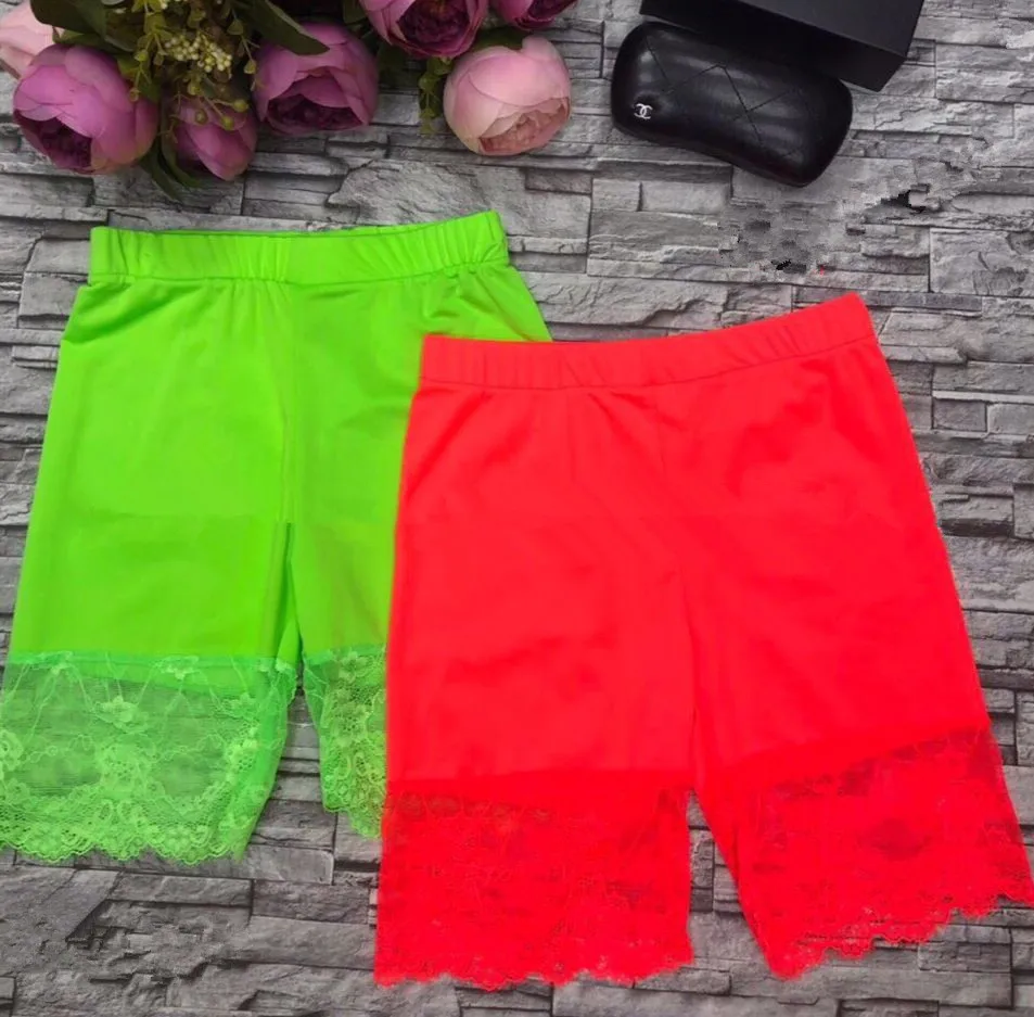 

BKLD Sexy Clubwear Women High Waist Shorts Lace Patchwork Summer Biker Shorts Neon Green Orange Rose Elastic Waist Black Shorts